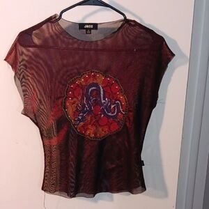 JNCO Women's Sheer Top - Black and Red